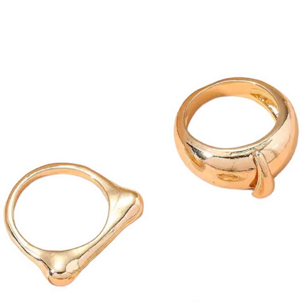 2 Piece Gold Trendy Style Ring Set